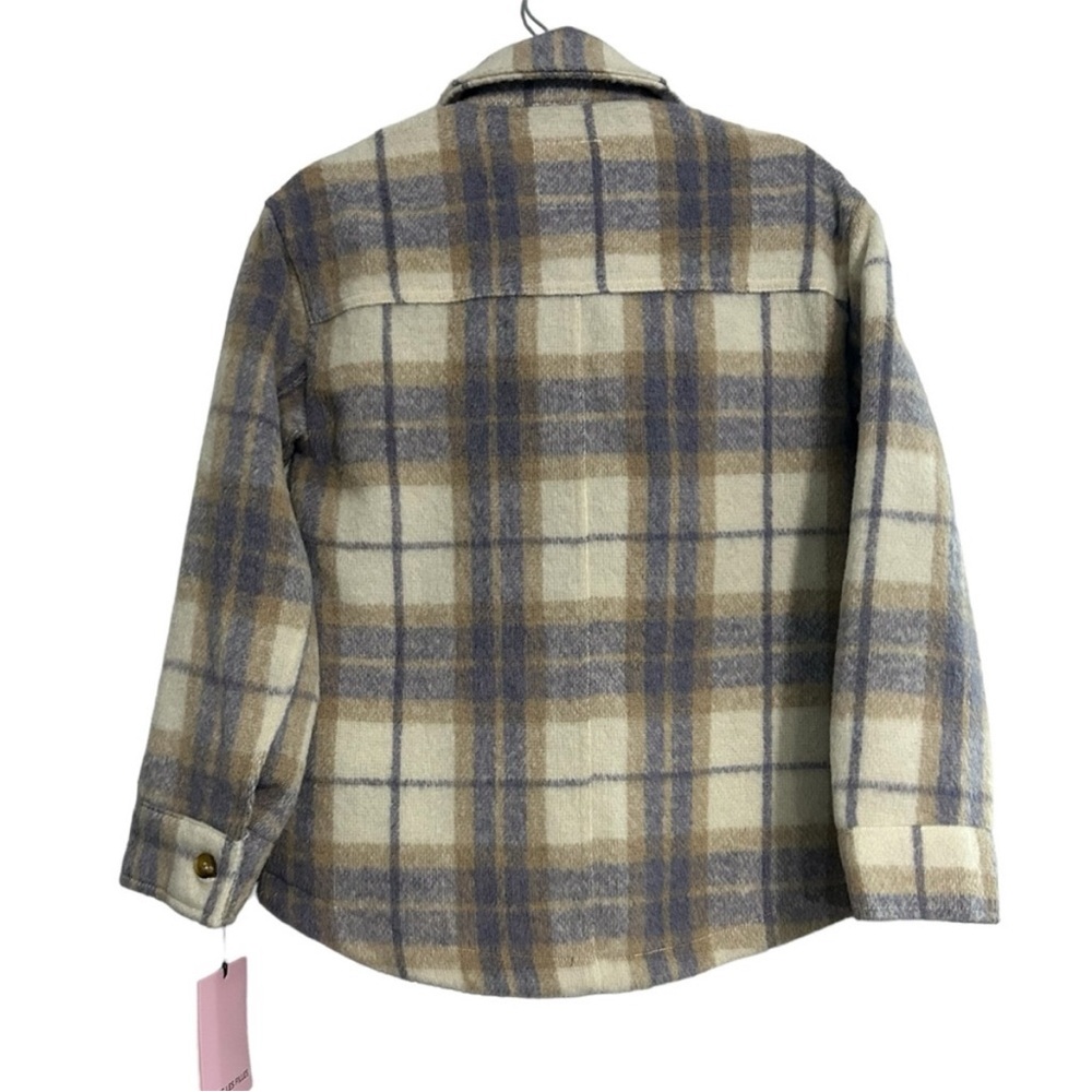 AVEC LES FILLES Womens Plaid Shirt Jacket Shacket Brown Lavender Large fall NWT - Picture 2 of 10